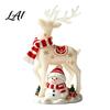 Christmas Table Decorations Reindeer Snowman Resin Figurine White Deer Statue with Red Scarf Decorative Collectibles for Home Winter Holiday