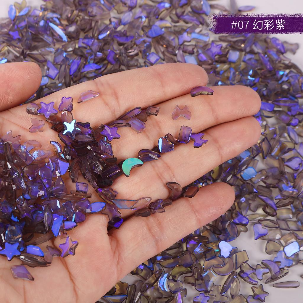 Warm Elf, The Same Mixed Aurora Transparent Special-Shaped Diamond, Nail Art Jewelry, Nail Art Flat Bottom Diamond, Glass Rhinestone.