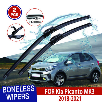 For Kia Picanto MK3  2018-2021 Car Windshield Wiper U-type Soft Rubber Frameless Bracketless Car Wipers 24"+14"