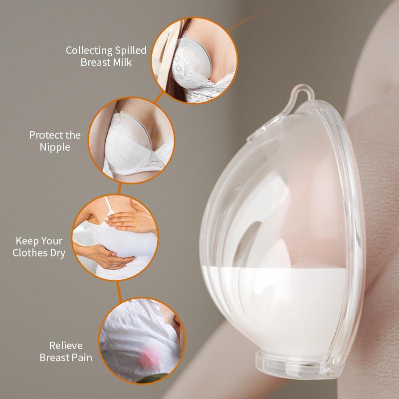 Breastfeeding Milk Collector With Waterproof Silicone For Handsfree Nursing And Leak Prevention