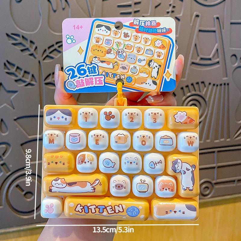 26 Keyboard Keychain Toy Stories Pendant Hanging Ornament For Bag Charms Party Gift For Fans Clicker Fidget Keyboard Keychain