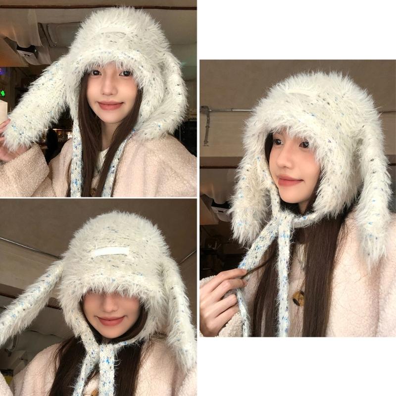 Thick Plush Hat With Long Ear Comfortable Pullover Trapper Hat For Teens And Adult Winter Activity Everyday Use Headwear