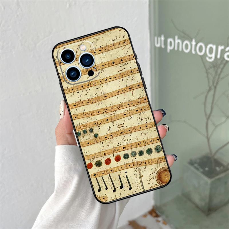 

Music Score Musical Notes Case For iPhone 16 15 14 Pro Max 11 Pro Max 12 13 Mini X XR XS Max Plus Phone Cover iPhone 13 mini