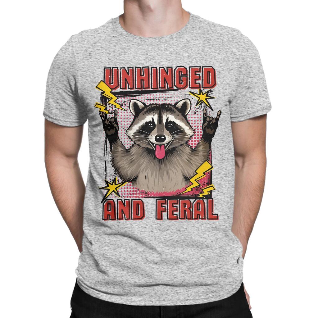 Raccoon Funny 100 Cotton Tshirt Unhinged And Feral Tees Tops For Unisex