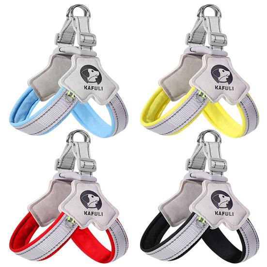 Night Safety Pet Harness High-Brightness Reflective Strips Y-Shaped Chest Design Adjustable Quick Buckle Dog Harness