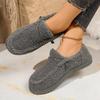 Plus - Size Women's 2025 New - Style Korean - Style Fleece - Lined Fuzzy Sheepskin - Lined Driving Moccasins for Winter - Outdoor Wear, Flat - Soled