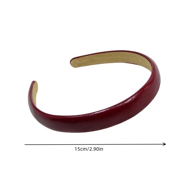 Vintage Red Headband Female Autumn Winter Leather Premium Headband High Cranial Crown Hair Accessories