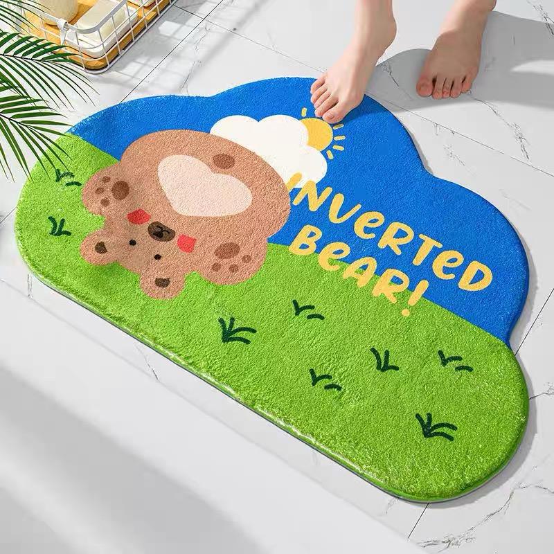 Rainbow Semi-Circular Imitation Cashmere Floor Mat Bathroom Door Suction Door Mat Toilet Cute Soft Non-Slip Foot Mat