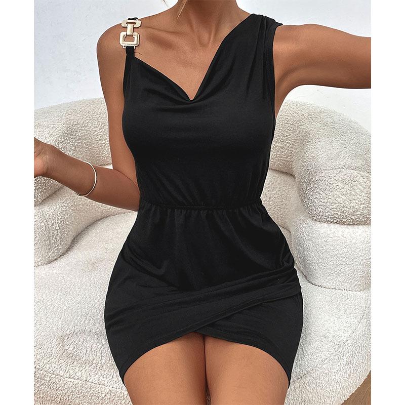 

2025 лето новое женское платье без рукавов черная юбка по бедрам XL