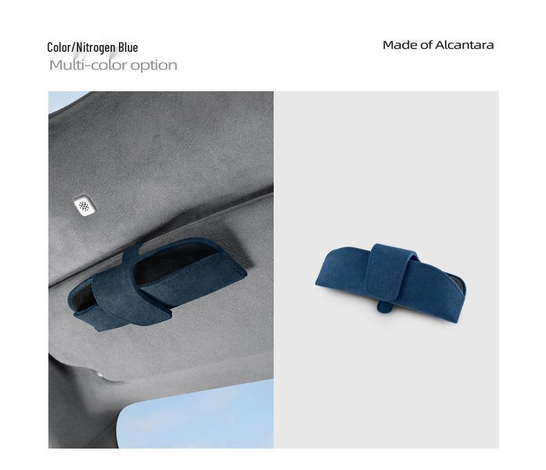 Car Sun Visor Suede Sunglasses Storage Box Clip