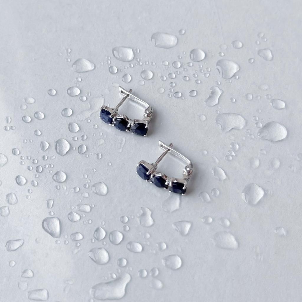 Silver Earrings with Natural Sapphire 4.405ct (2057574)