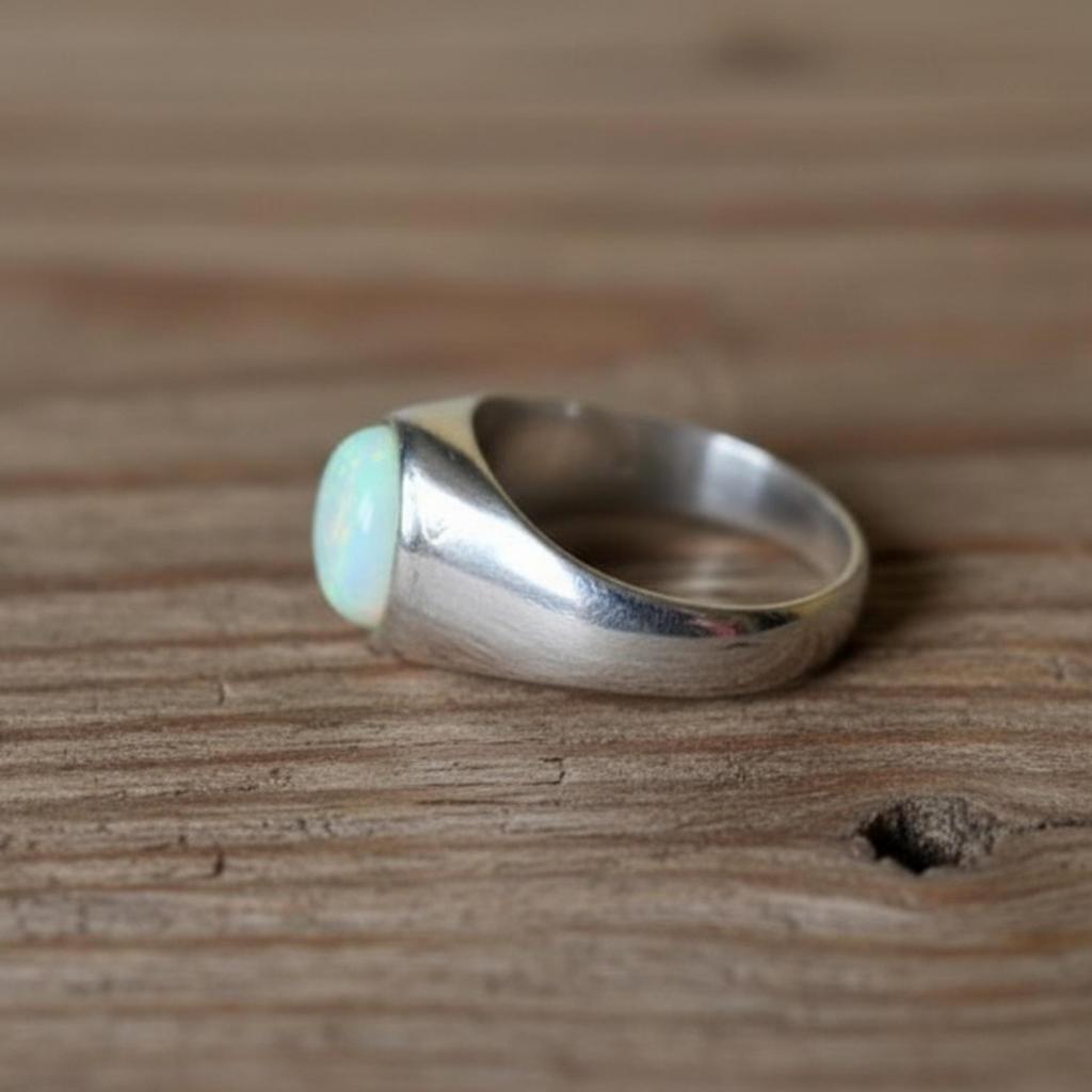 Opal Drop Signet Ring, 925 Solid Sterling Silver, Pear Opal Ring, Promise Ring, Pure Copper Ring