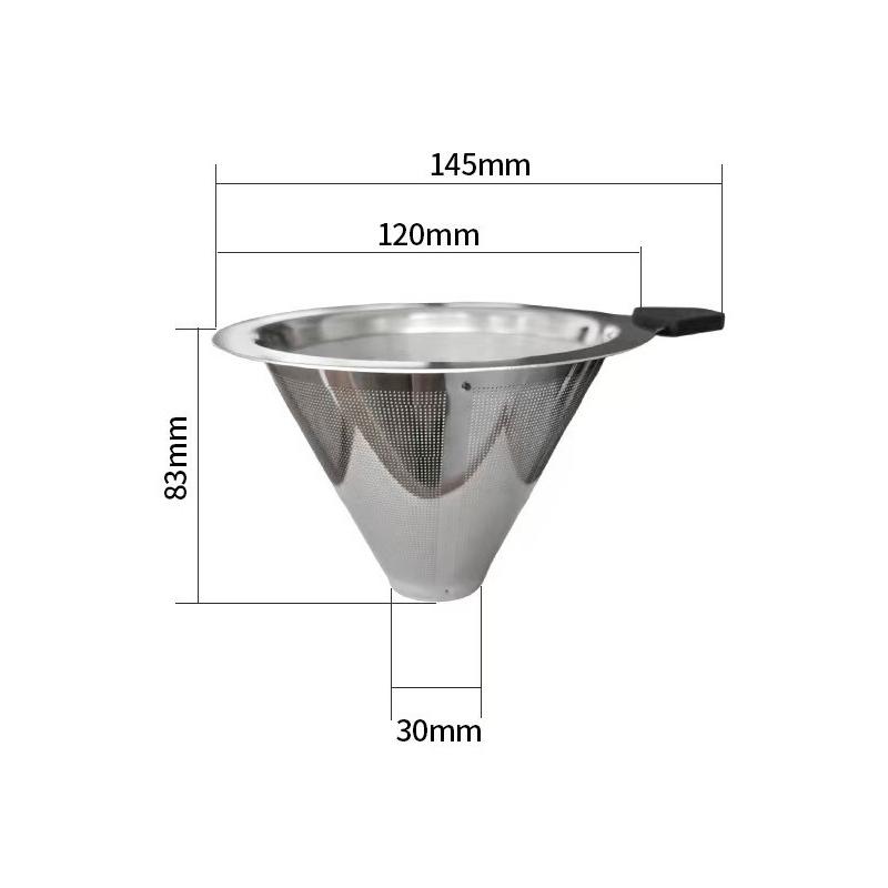 Stainless Steel Pour Over Coffee Filter Ultra Fine Mesh Space Saving Reusable Dripper for Office Staff Coffee Making