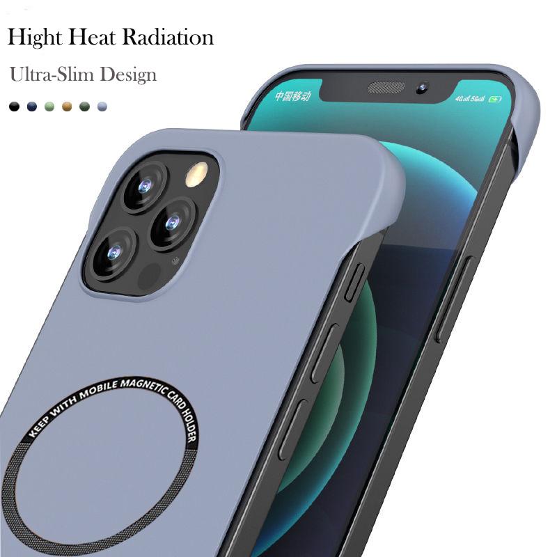 UltraThin Frameless For iPhone 14 15 Pro Max Plus 13 12 11 Pro Mini XS Max Magsafe Magnetic Wireless Charging Hard PC Case