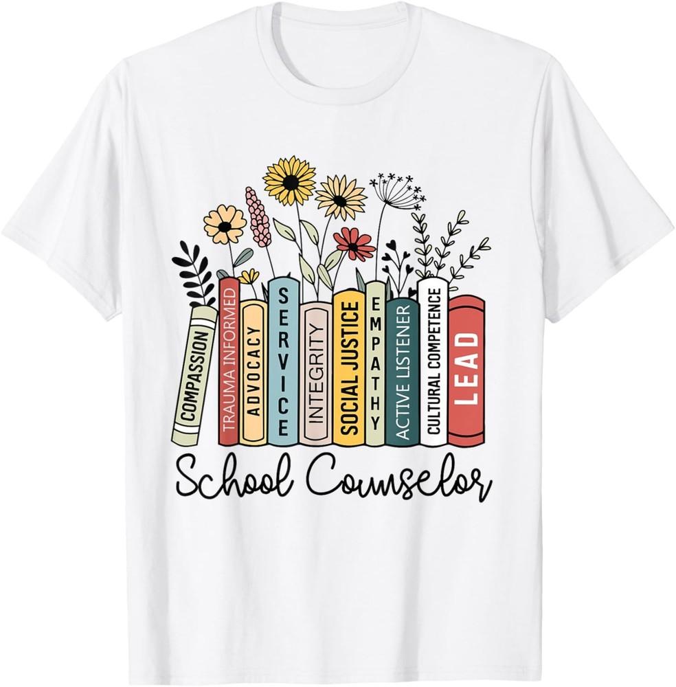 

School Counselor Wildflower Book School Counseling Life T-Shirt Unisex T-Shirt S
