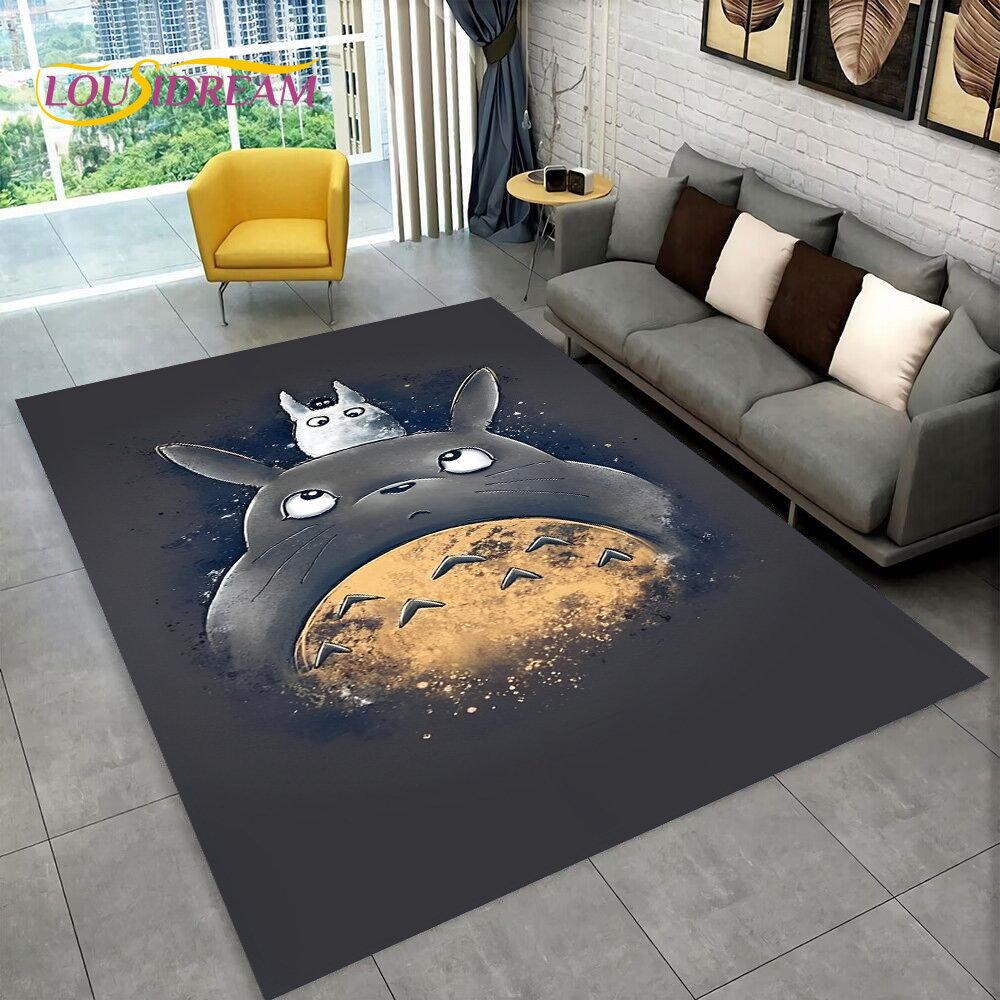 Cartoon My Neighbor T-Totoro Anime Area Rug,Carpet Rug for Living Room Bedroom Sofa Doormat Decoration,Kid Non-slip Floor Mat 3D