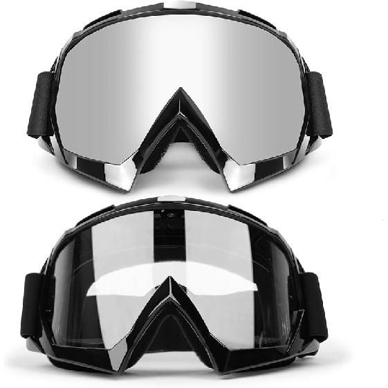 ATV Dirt Bike 2-Pack Motorcycle Motocross Goggles For Men Women MX Riding UTV Helmet Offroad Goggles, UV400 Anti-Scratch Fog Dustproof For Adults