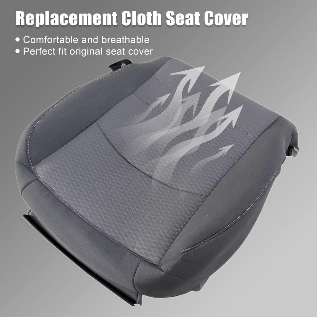 GXARTS Driver Side Bottom Replacement Cloth Seat Cover Gray #X8 Compatible with Dodge Ram 1500 2500 3500 4500 5500 SLT 2013 2014 2015 2016 2017 2018