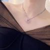 Elegant Pink Heart Zircon Necklace Set with Earring Ring Fashion Jewelry for Women