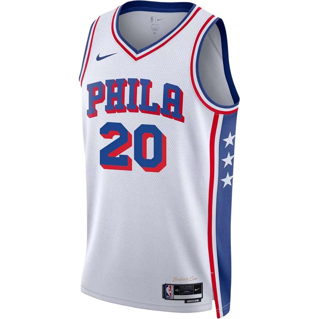 Nike NBA Philadelphia 76ers 2024-25 Season McCain Logo Athletic Comfortable Basketball Jersey Men Jersey White DX8484-100