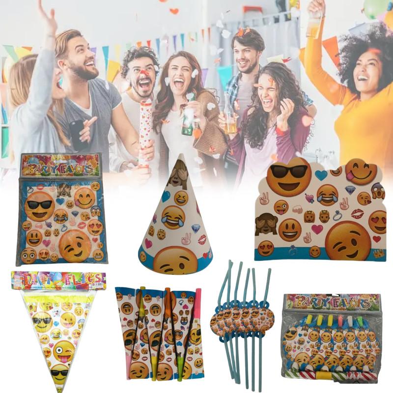 Emoji Party Tableware Set With Disposable Plates Cups Napkins And Tablecloth For Holiday Celebrations
