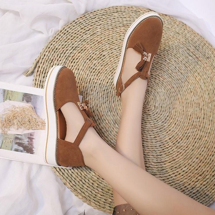 2021 Sommer Übergröße Damen Quasten-Plateausandalen mit dicker Sohle