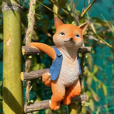 Cute Fox Garden Outdoor Courtyard Home Creative Decoration Small Decorative Items Resin Crafts Horticultural Animal Pendant