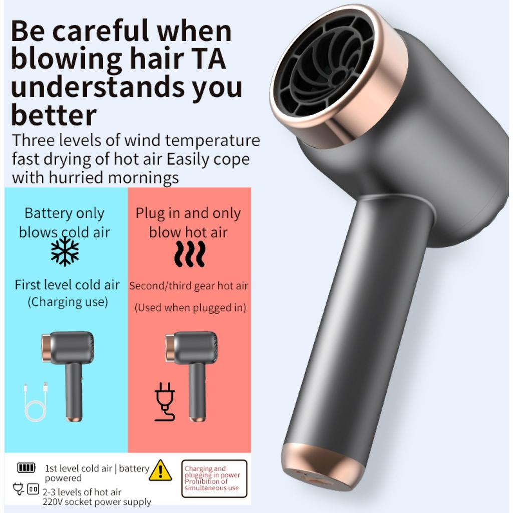 Hochleistungs-Haartrockner Kabelloses Laden Ionen-Technologie Schnelles Trocknen für schonende Haarpflege Haartrockner Grau (10 Watt)