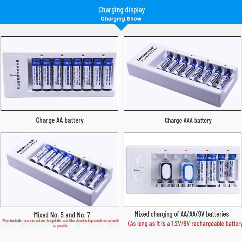 9V Lithium Battery Charger Set with Rechargeable High-Capacity 9V Batteries