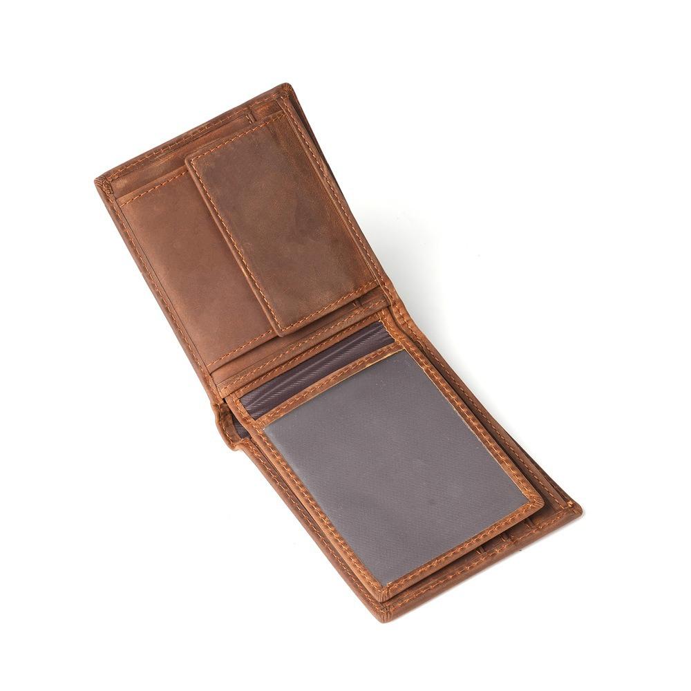 Anti Theft Brush Retro Zero Wallet Genuine Leather Wallet Men's Three Fold Card Bag Short Cowhide Men's Wallet
