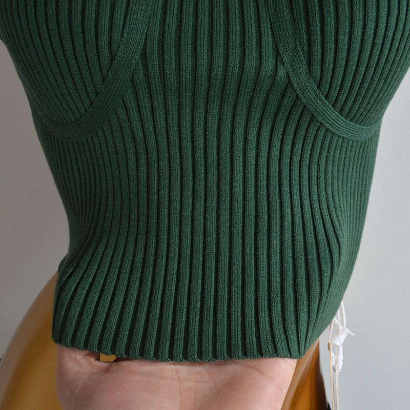 Cabinet Sexy Cross-Halterneck Shoelace Knitting Camisole Women's Clothing Spring Summer Slim-Fit Short Wrapped Chest Sleeveless Tops