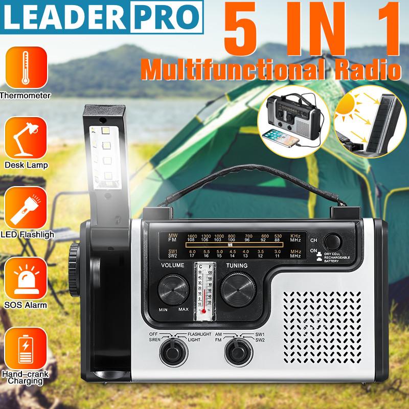 

Многофункциональное солнечное радио Солнечный термометр Радио MW / FM / SW1 / SW2 Фонарик Светодиодный Аварийный и USB-зарядка 242x136x73мм