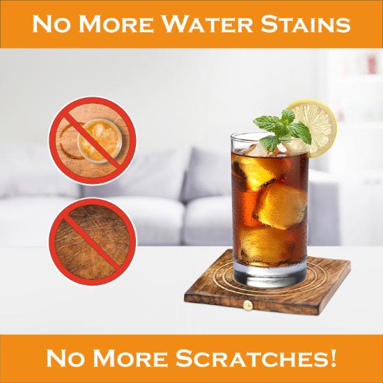 Divit Coasters Wooden for Drinks, Eco-Friendly, Absorbent, Antique Look Handcrafted Coasters (Hut)