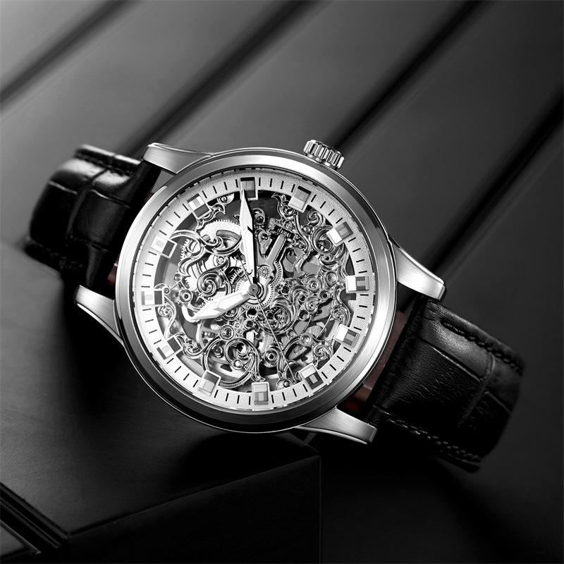 Utime High-End Mechanical Watch Men'S Fully Automatic Business Skeleton Leather Waterproof Men'S Mechanical Watch