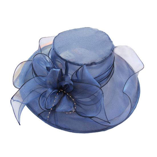 Floral Organza Wide Rim Church Fascinator Lady Tea Party Summer Beach Sun Hat