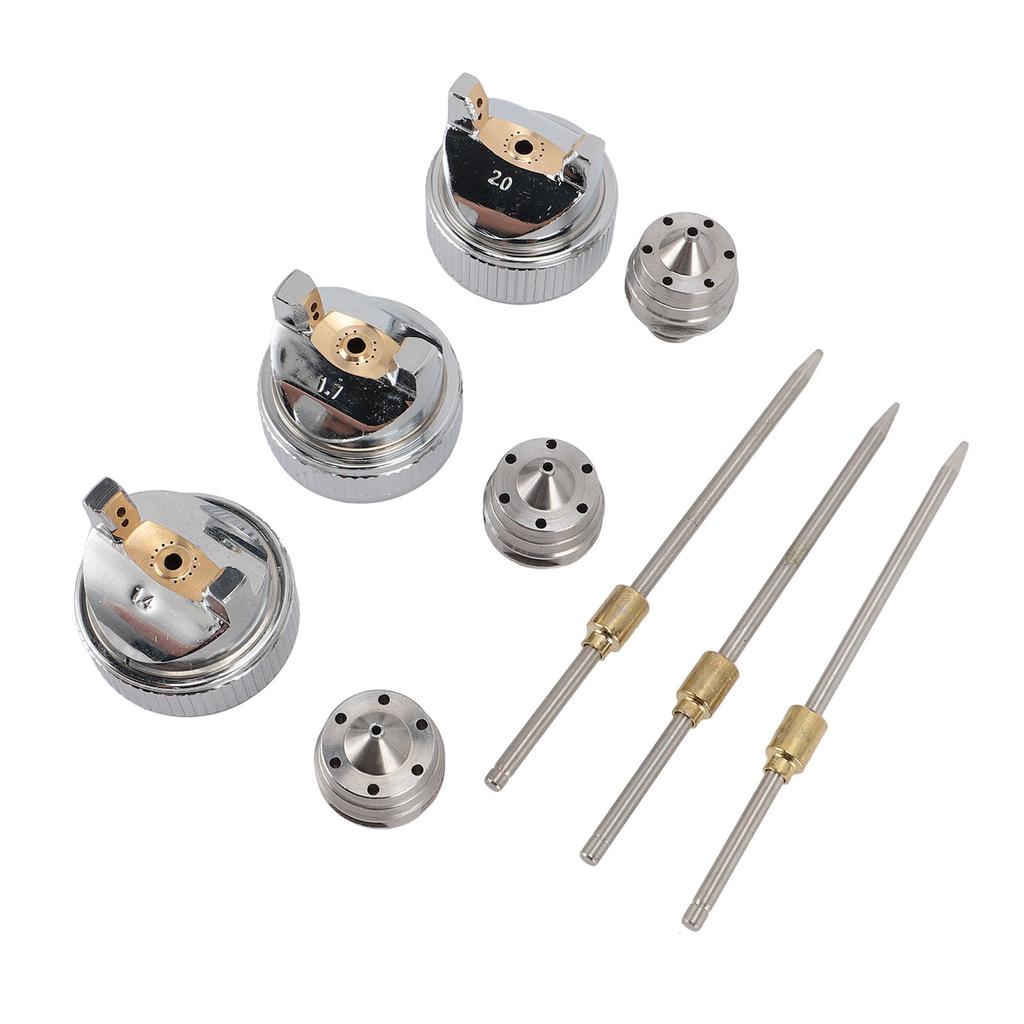 3 Sett Nål Væskedyse Lufthette Sett H 827 1.4 1.7 2.0mm Stabil Ytelse Messing Plast Væskespiss Størrelse Oppsett