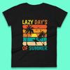 Lazy Days Of Summer Vintage Retro Sunset Surfer Beach Palm Trees Womens Tee T Shirt Mens Tops Unisex Top