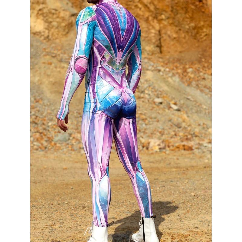 Halloween Colorful Candy Jumpsuit Unisex Noble Gem Robot Print Cosplay Bodysuit Punk Zentai Suit Festival Party Rave Outfits New