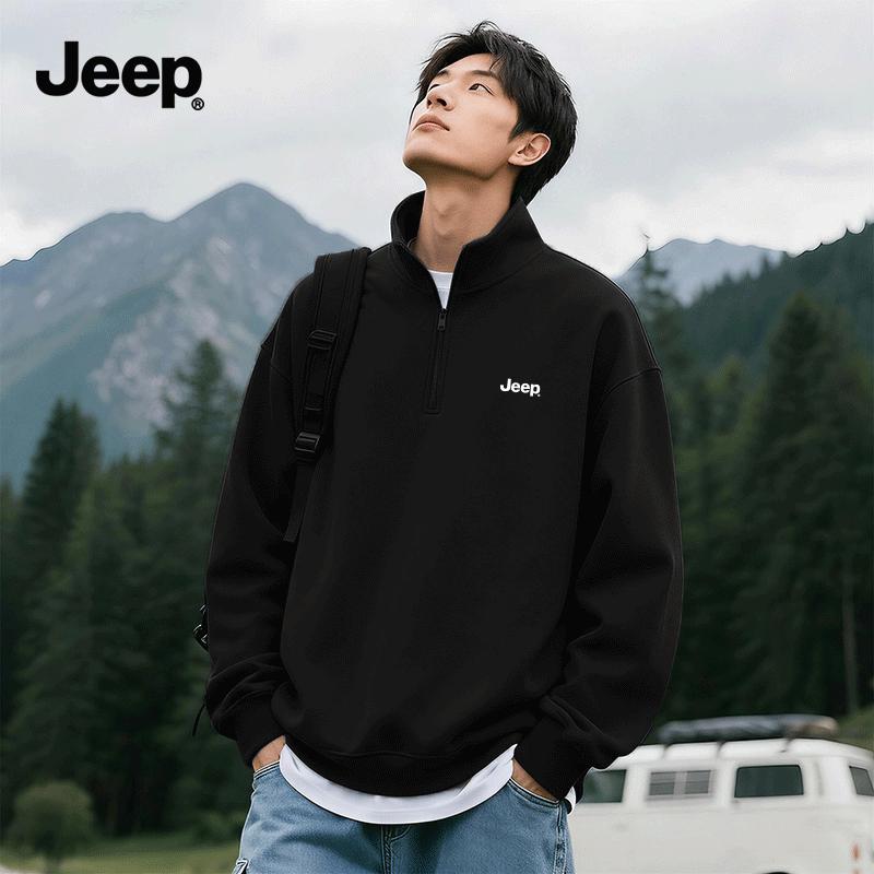 JEEP Men's Half-Zip Stand Collar Sweatshirt