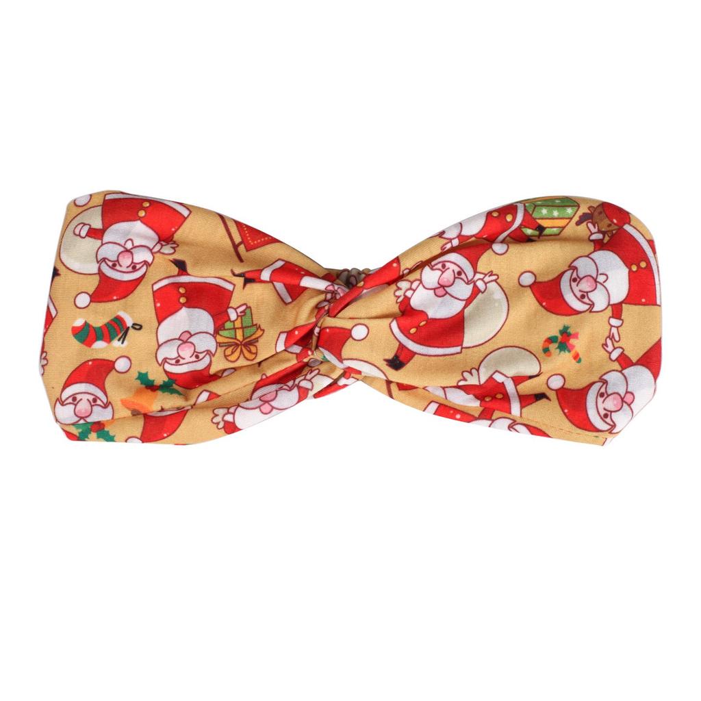 Elastic Santa Claus & Reindeer Print Headband with Bells - European & American Style Hair Accessory