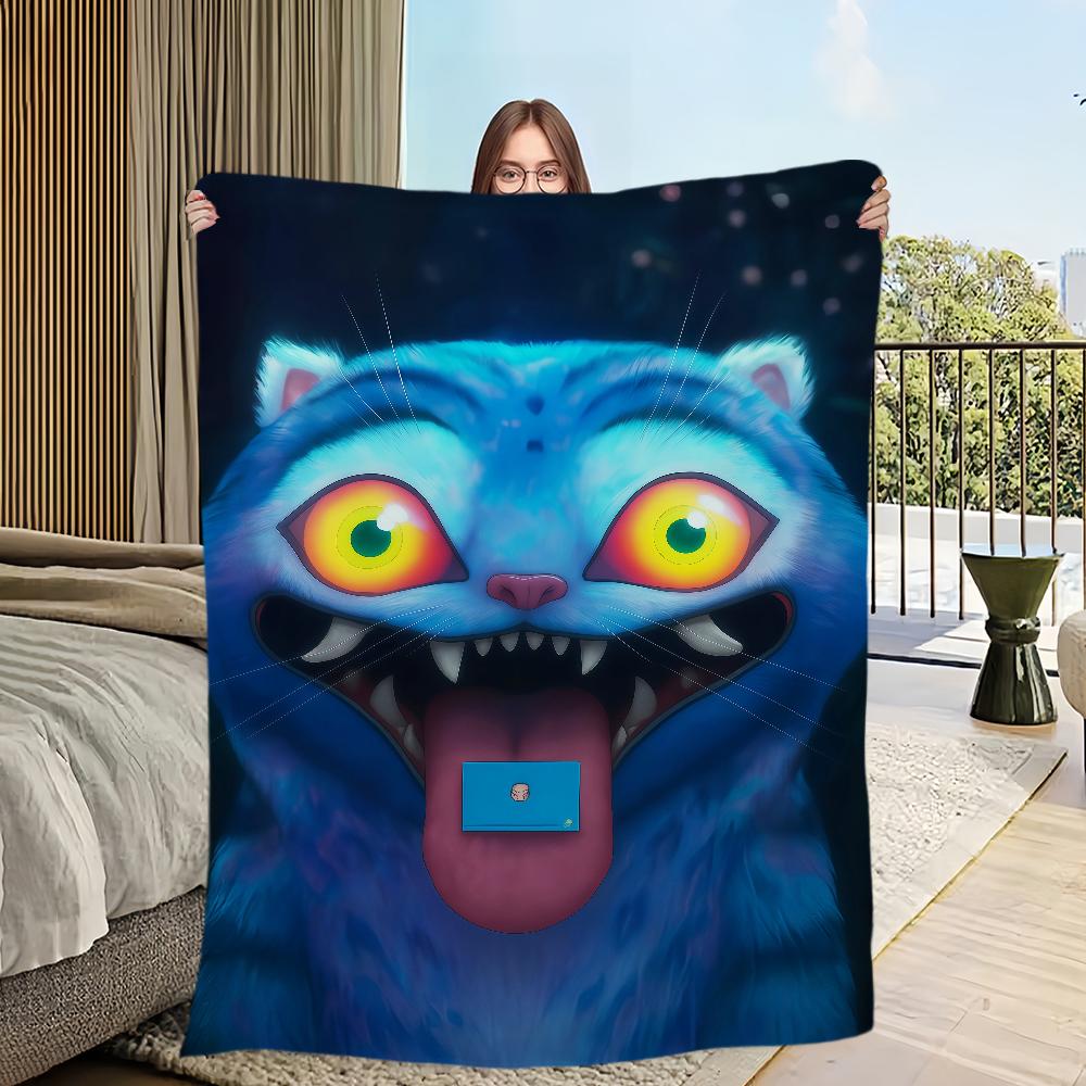 

Cute Anime Big Cat Home Flannel Comfort Soft H-hunters Plush Blanket For K-K-popS Sofa Living Room D-demonS Bedroom Travel Gift 75x90cm
