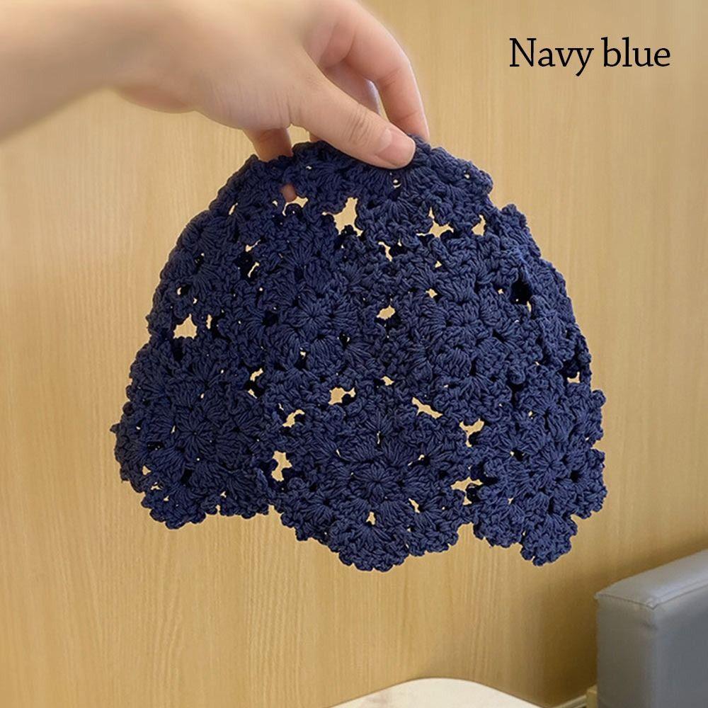 Flowers Beret Cap Lace Skullies Hat Breathable Knitted Hat  for Women
