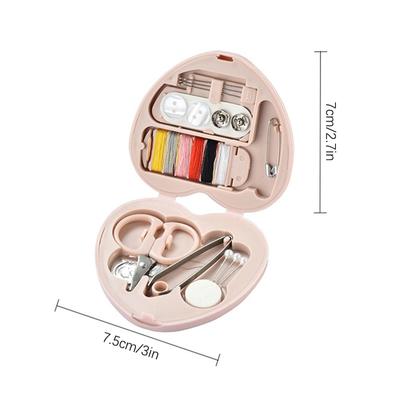 1Box Mini Sewing Box Household Buttons Scissor Pins Heart-Shaped Storage Box Portable Travel Sewing Tool