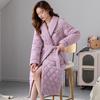 Padded Nightgown Women'S Autumn, Winter And Winter Coral Fleece Three-Layer Thickened Fleece Warm Long Bathrobe Pajamas Loungewear