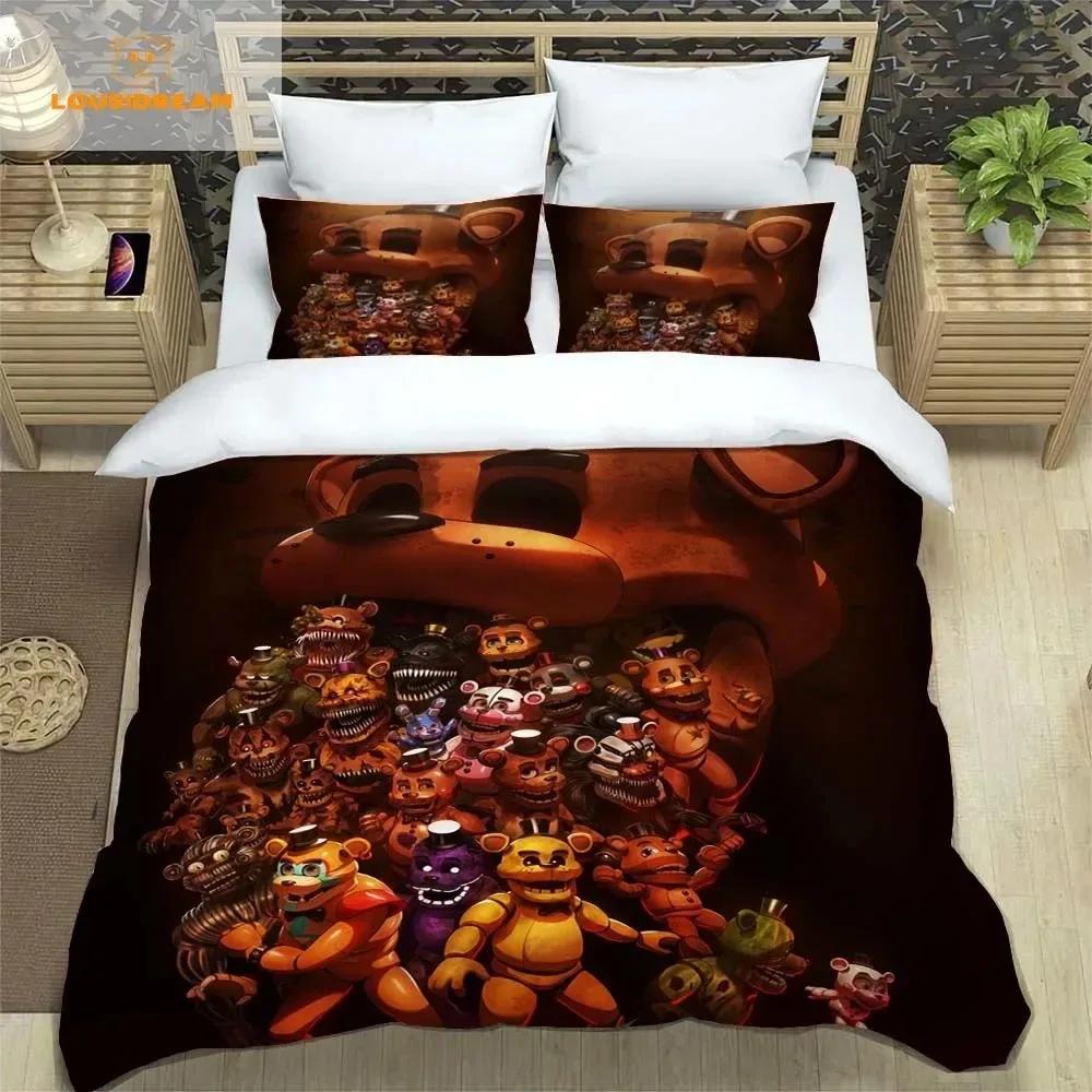 3Pcs F-Five N-Nights At Freddys F-Fnaf Bedding Set Single/Double/Full/Queen/King Size Game Gift For Adults Kids As Bedroom Decor