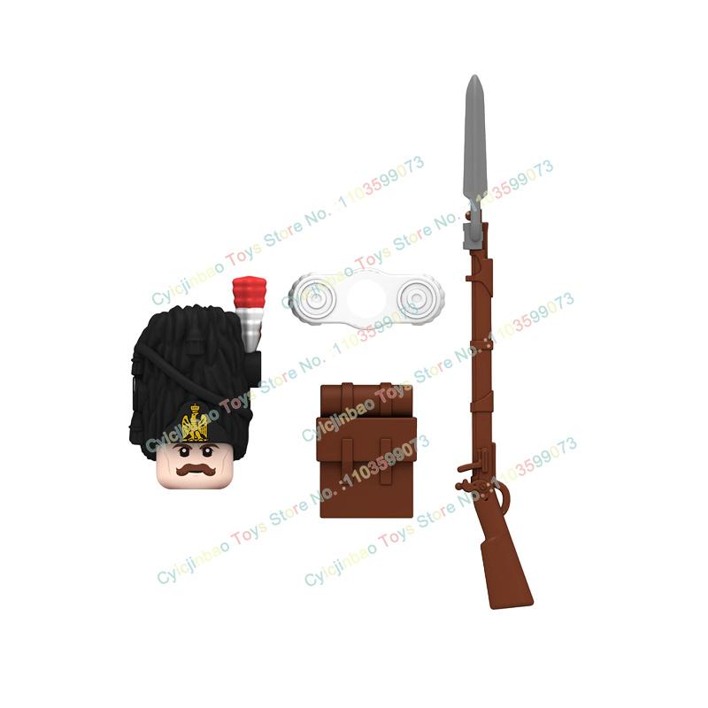 Napoleonische Kriege Britische Französische Füsiliere Dragoner Bausteine Actionfiguren Zubehör Kopf Waffe Kinderspielzeug N001-048
