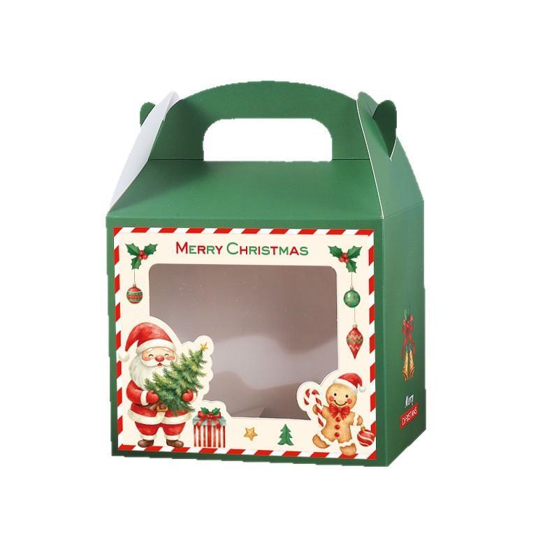 Eco Friendly Christmas Gift Boxes with Clear Window Portable Handle Food Grade Packaging for Cookies Candies Holiday Gifts