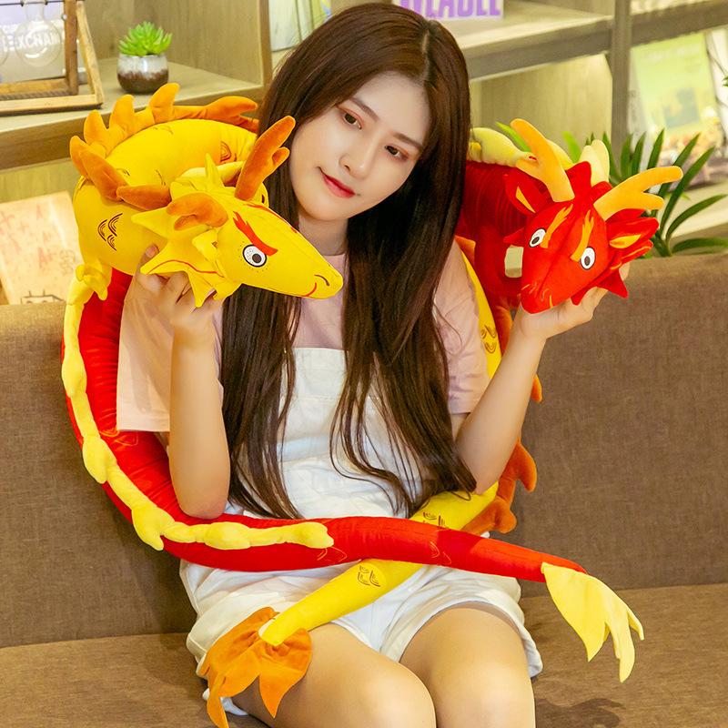 Simulation Dragon Doll Plush Toy Red Chinese Dragon Throw Pillow Children'S Doll Shenlong Cloth Doll Birthday Gift