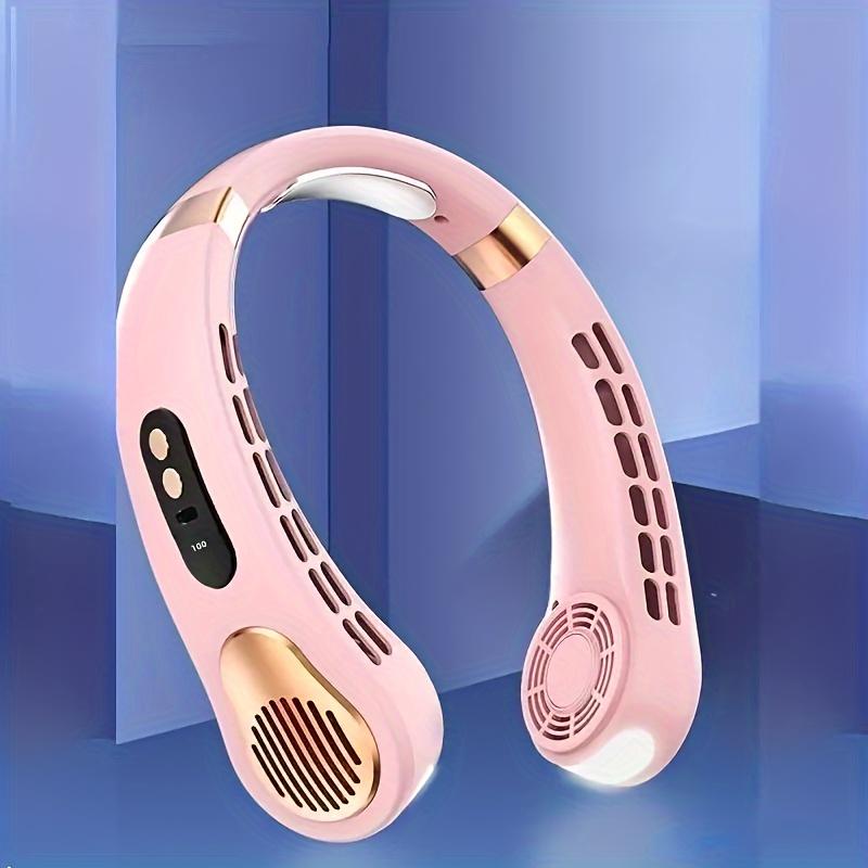 1pc, Mini Portable Bladeless Hanging Neck Fan, LED Light, Long-Lasting Cooling, 8H Battery Life, 7000mAh Rechargeable, Up and Down Double Ventilation