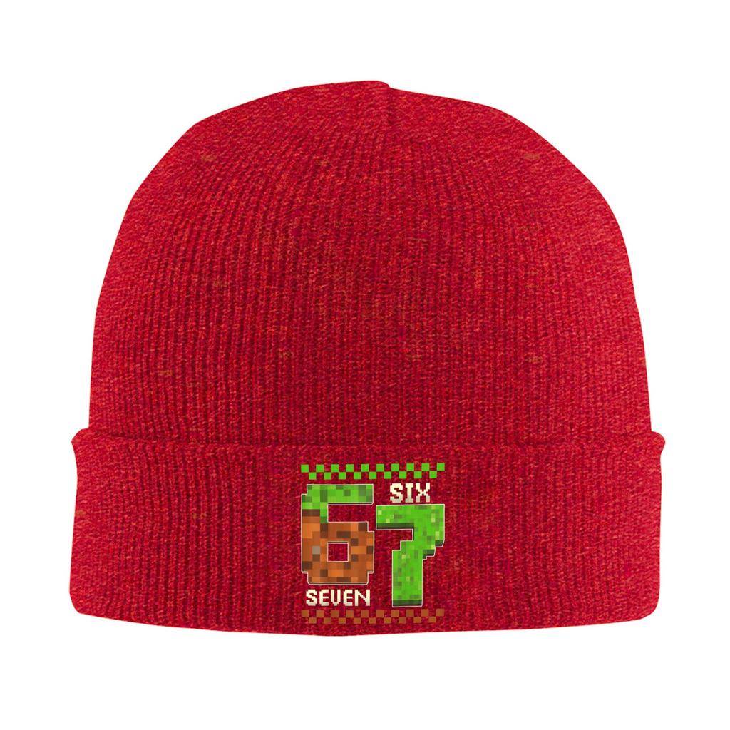67 Six Seven Pixel Game Birthday Gift Beanie Hats Bonnet Hats Men Women Cool Hippie Skullies Beanies Autumn Graphic Elastic Caps